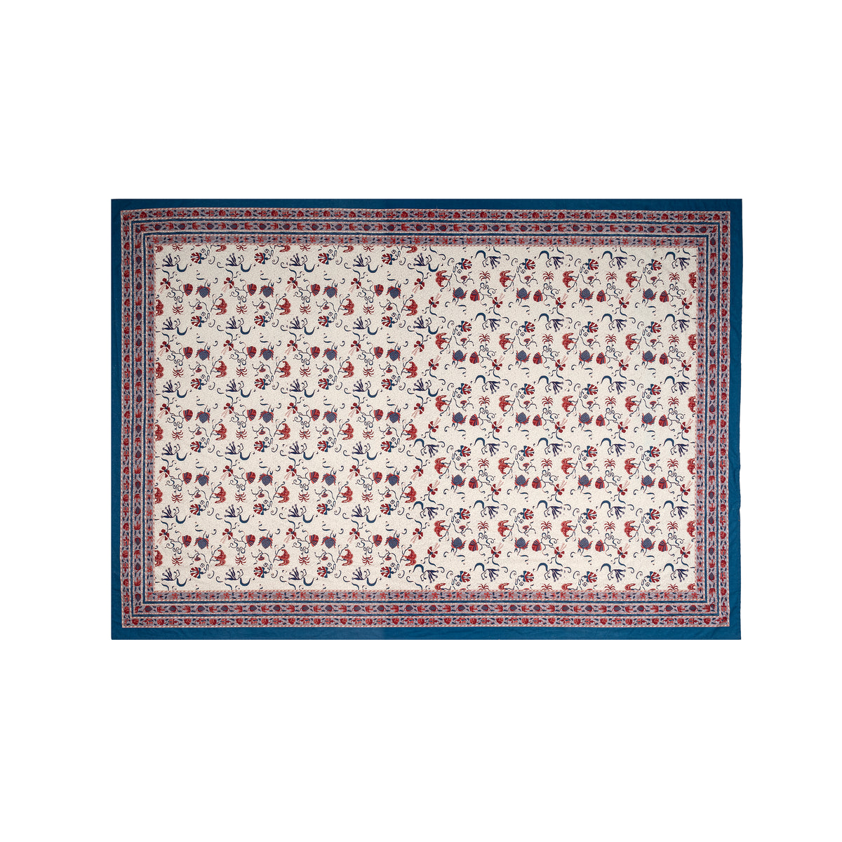 Fleur Des Indes Tablecloth in Blue & Red