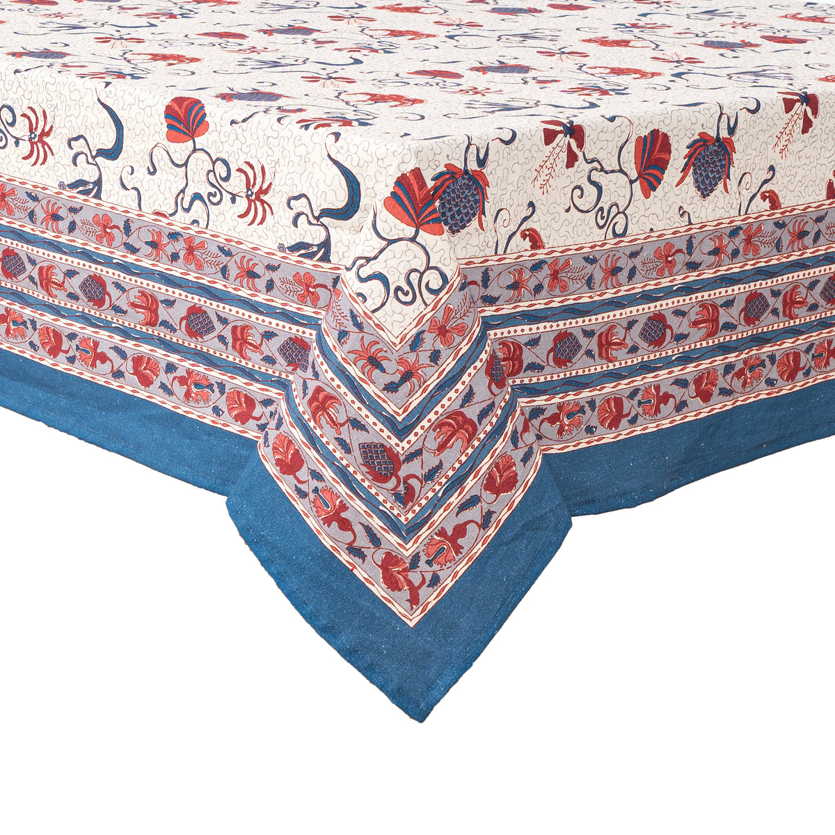 Fleur Des Indes Tablecloth in Blue & Red