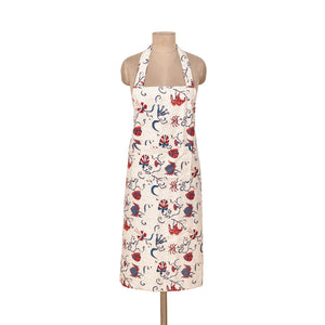 Fleur Des Indes Apron in Blue & Red