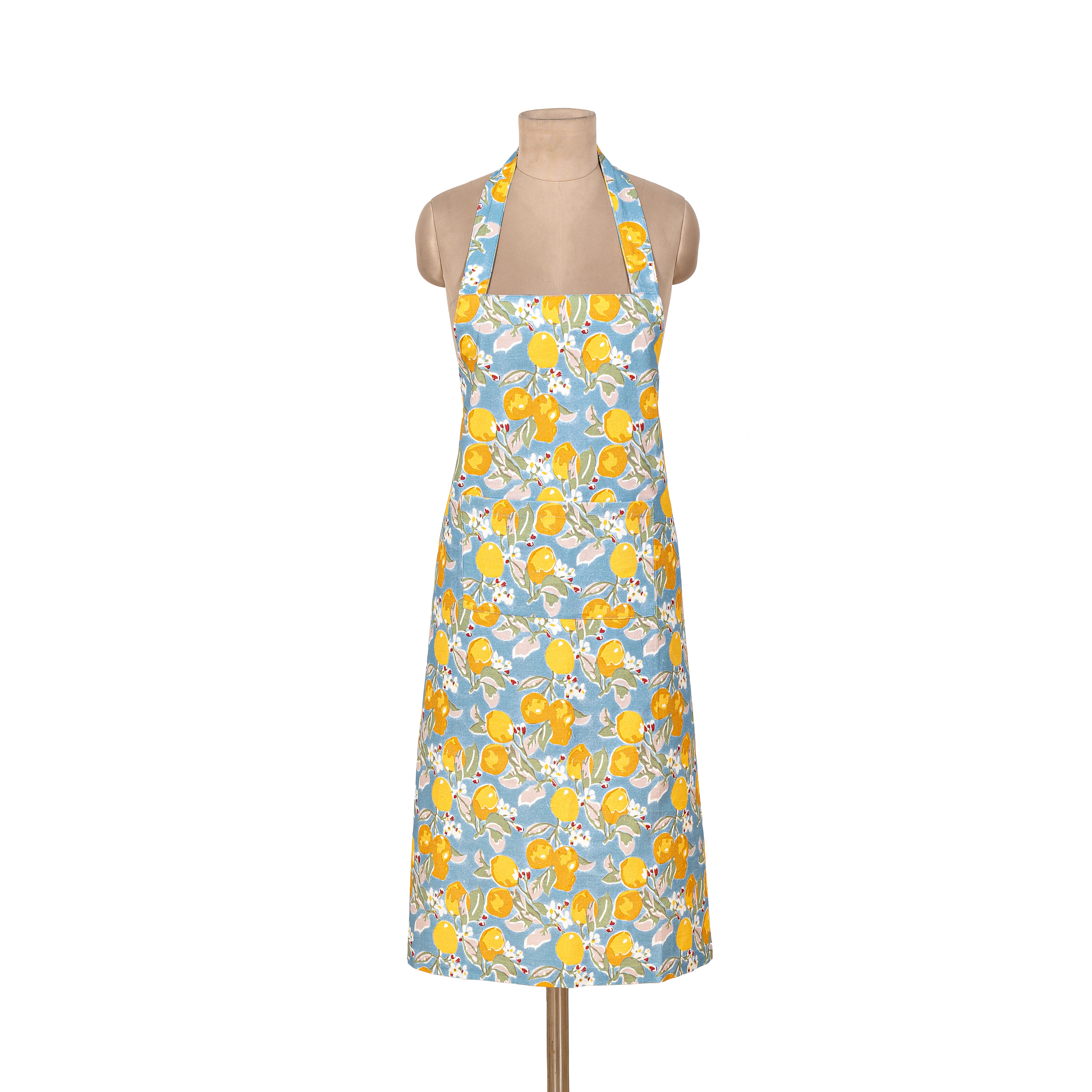 Citron Apron in Bleu & Yellow