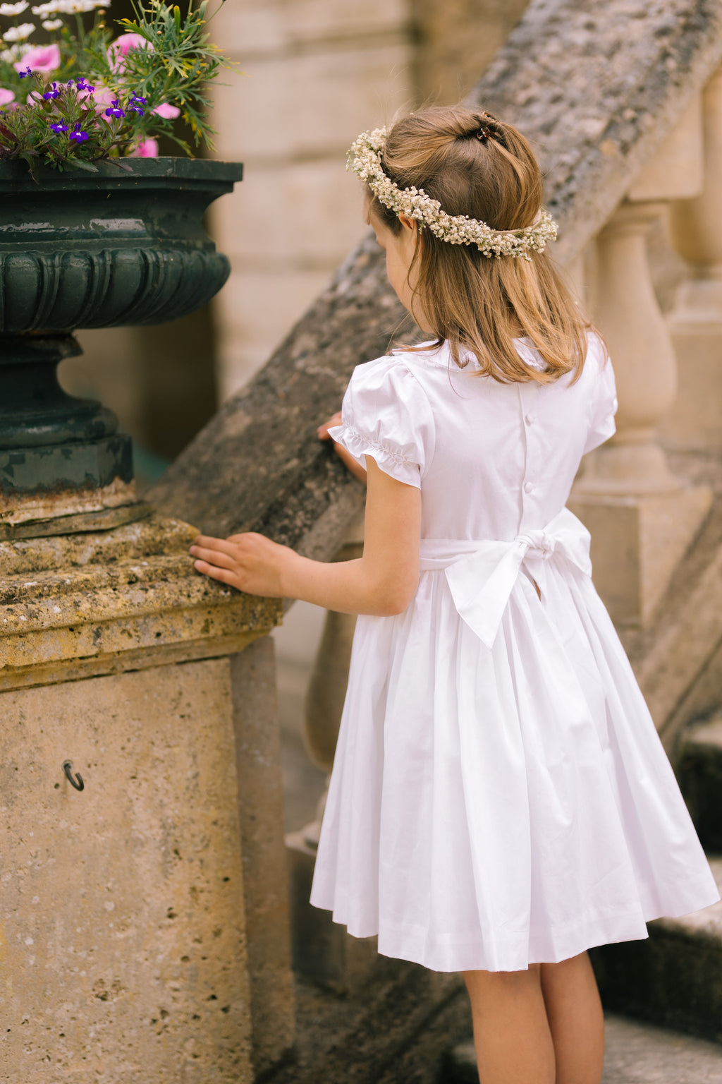 Antoinette Ceremony White Smocked Girl Dress