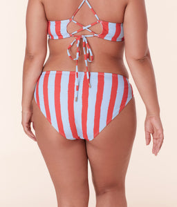 Back view of Andie Swim's Candy Stripe Classic Bikini Bottom with medium leg cut and comfortable compressive fit