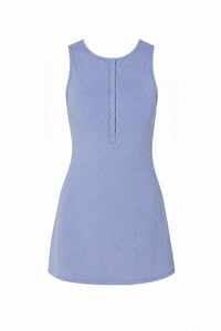 The Malibu Swim Dress in Polka Dot Wisteria Classic