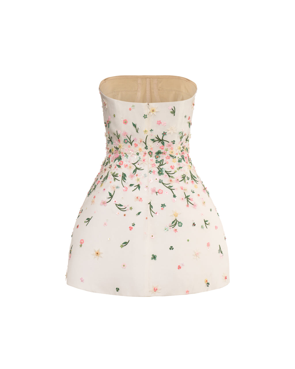 savana dream strapless midi dress Strapless Ellia Dress in White Organza with Meadow Embellishment 8