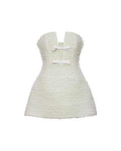 Vivienne Dress in White Smocked Tulle