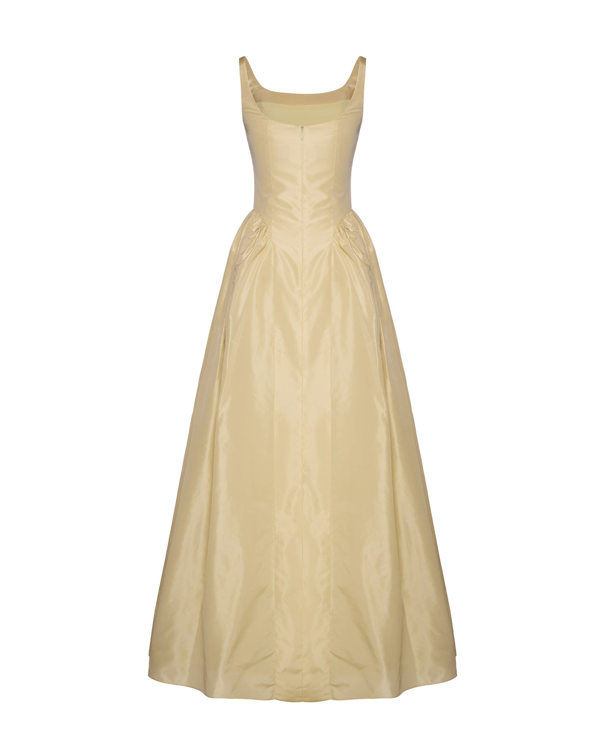 Antoinette Dress in Butter Yellow Taffeta with Ribbon Embroidery