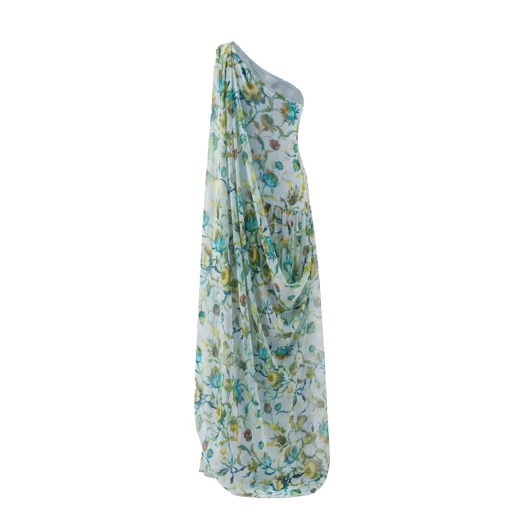 Remy Dress in Sky Thistle Silk Chiffon