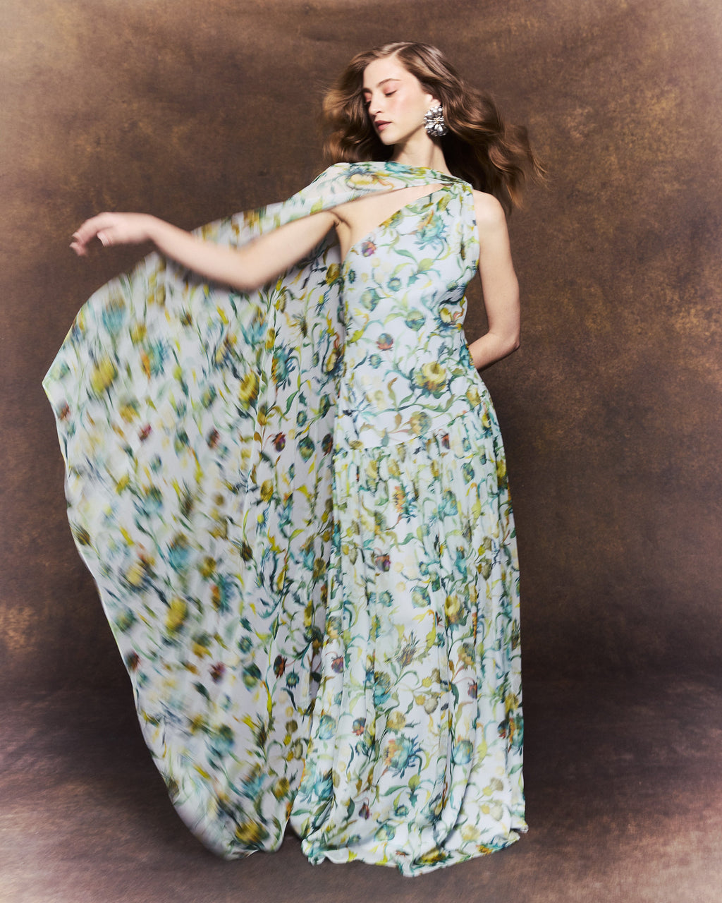 Remy Dress in Sky Thistle Silk Chiffon