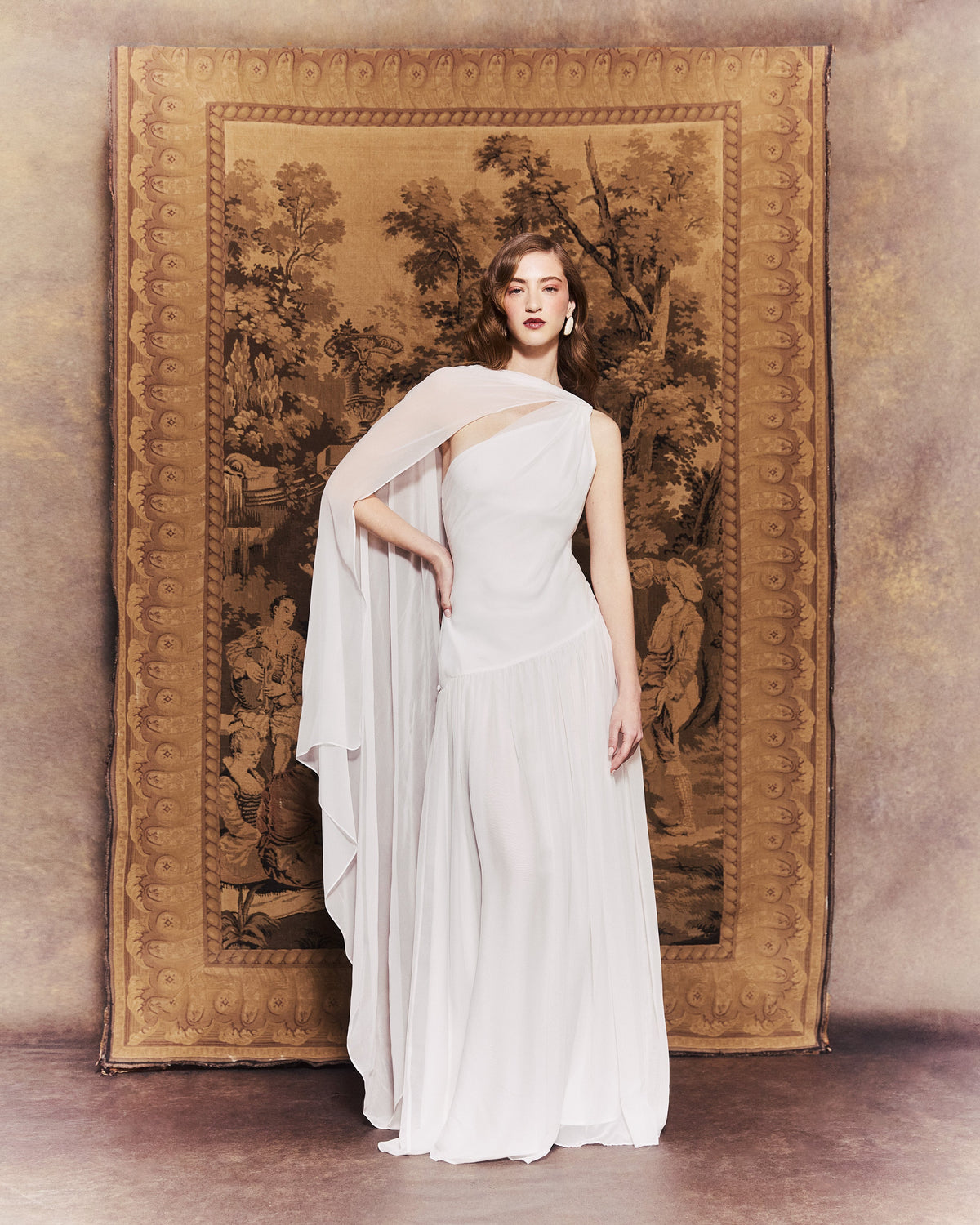 Remy Dress in Ivory Double Georgette