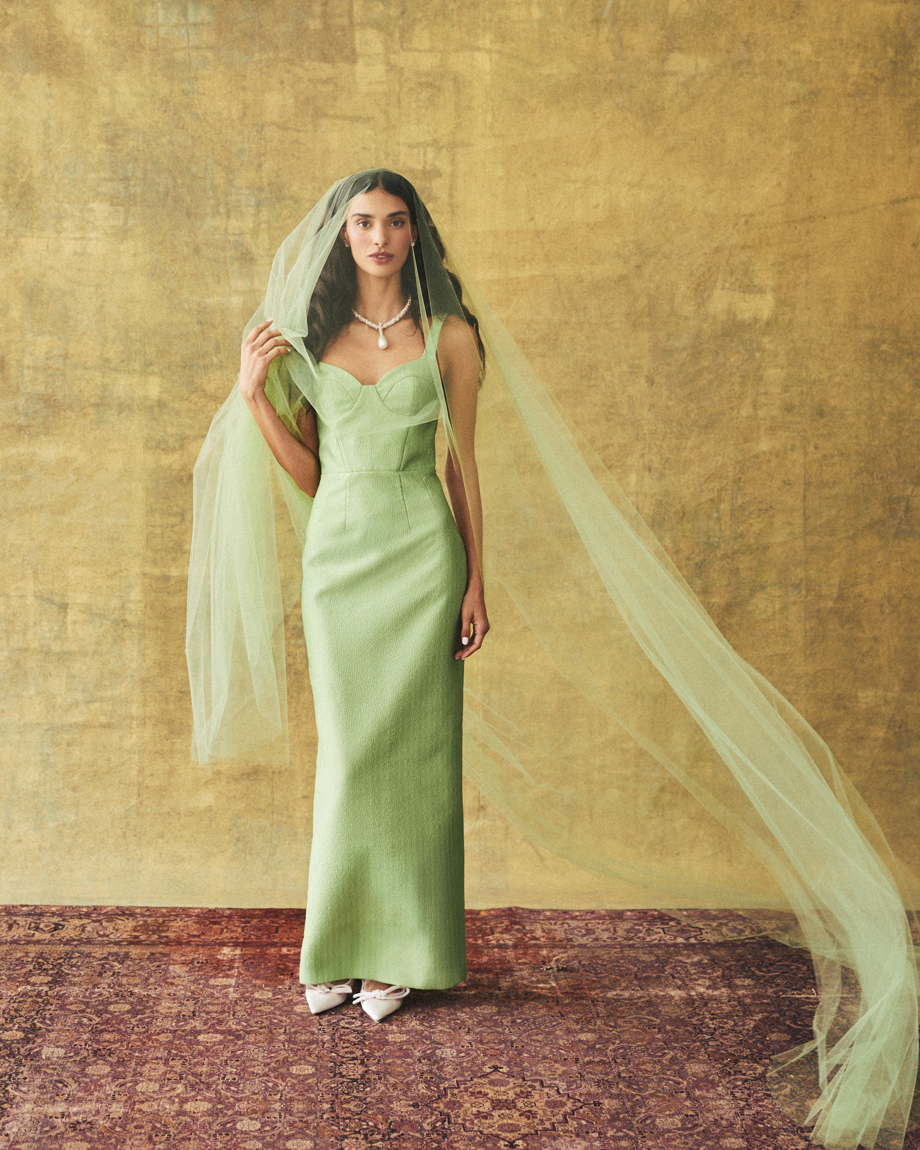 Allie Dress in Leaf Brocade