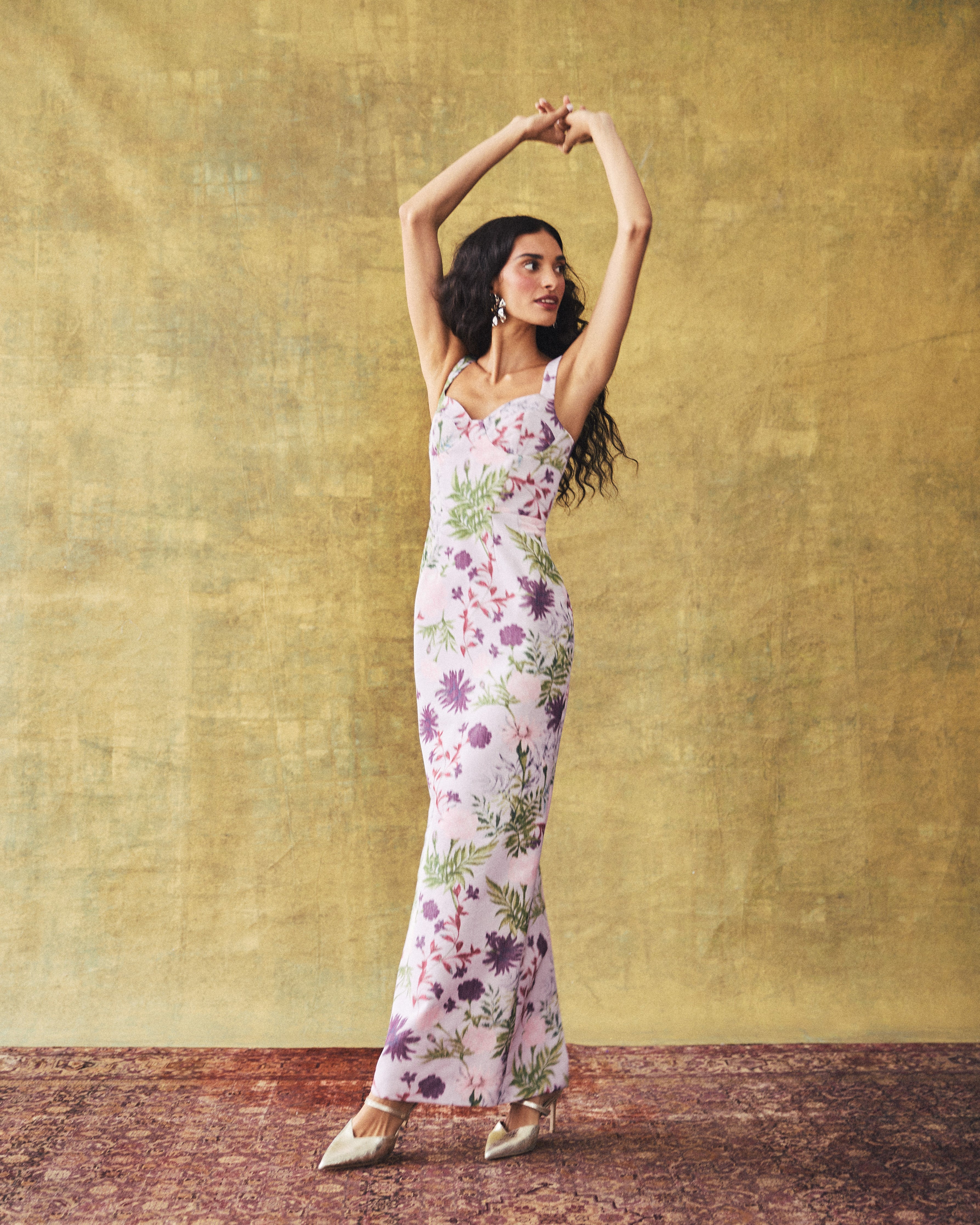 Allie Dress in Orchid Posy Taffeta