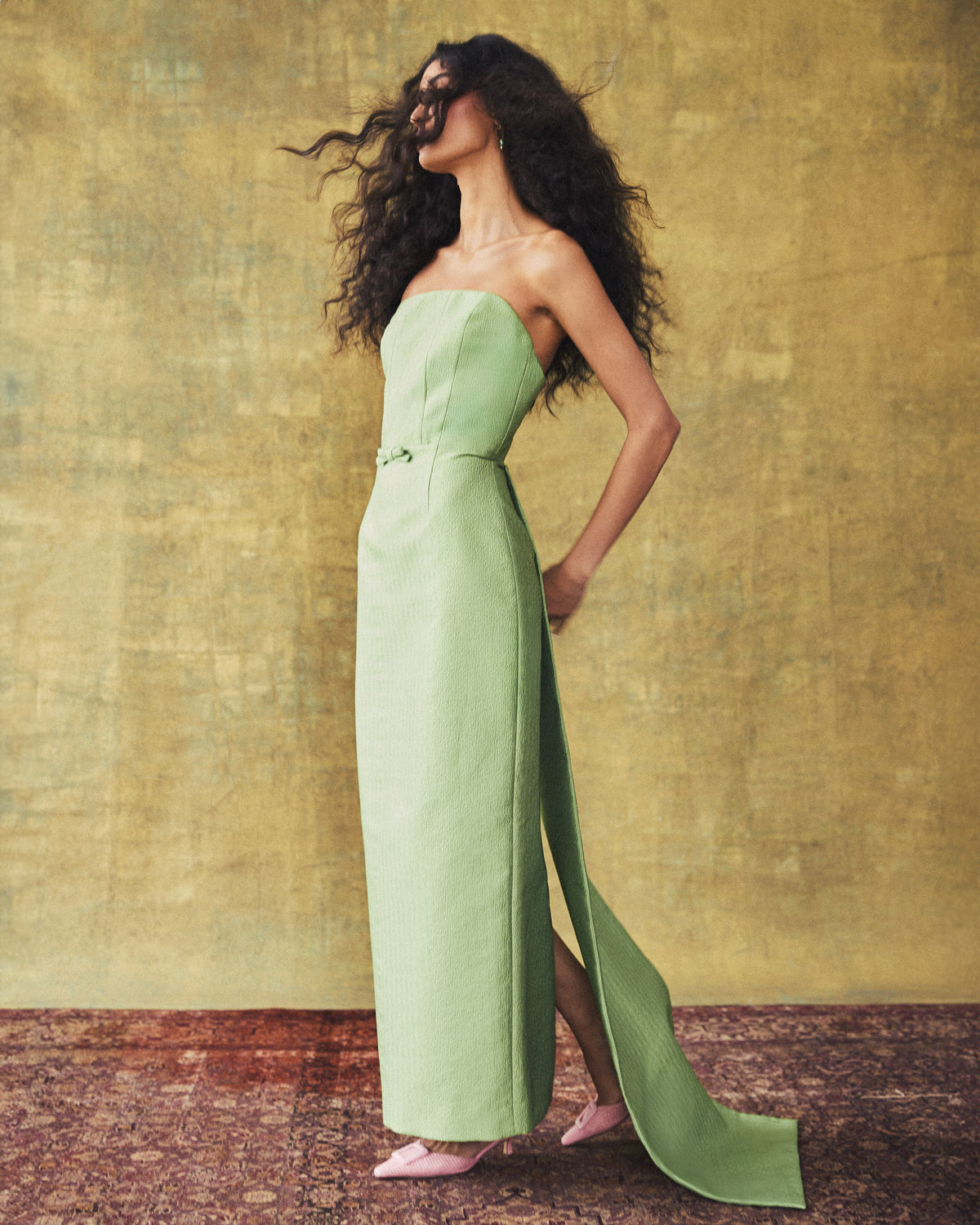 Elizabeth Dress in Leaf Brocade