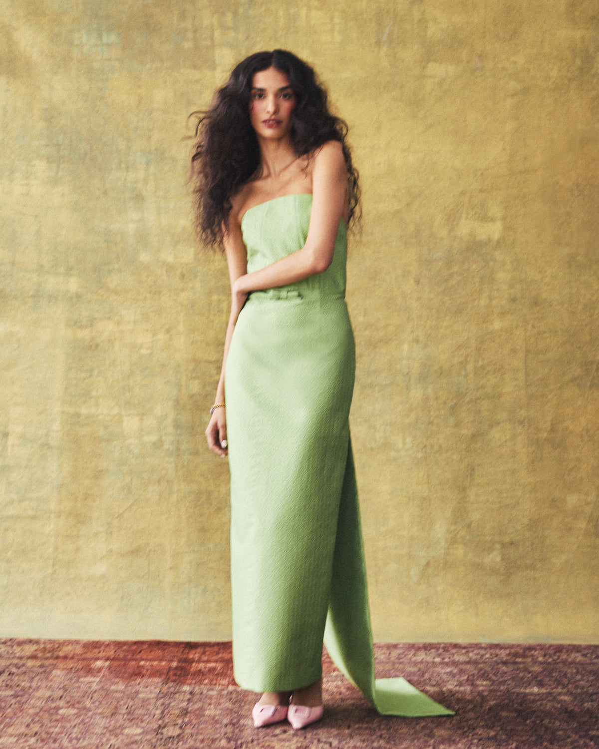 Elizabeth Dress in Leaf Brocade