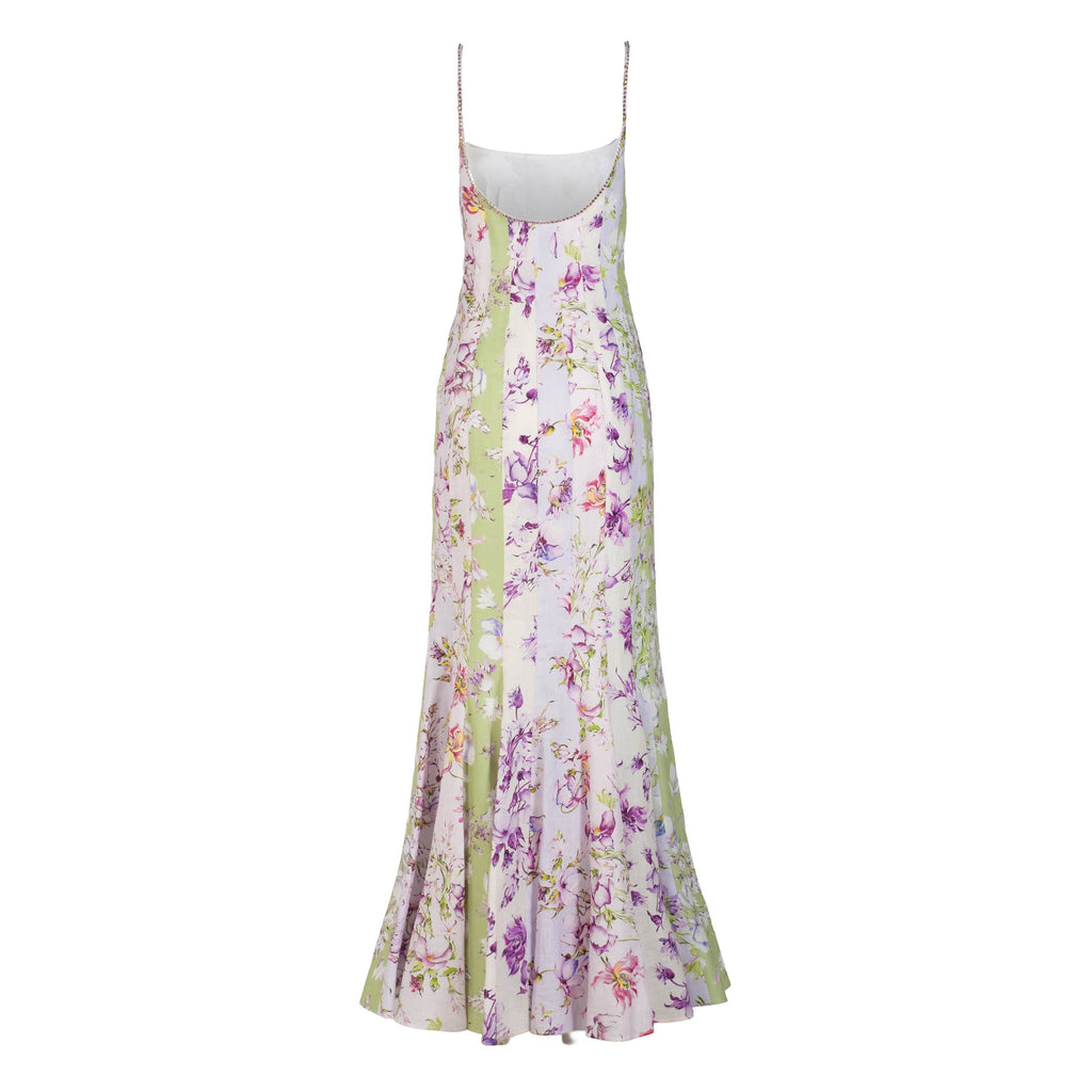 Paige Dress in Spliced Floral Linen