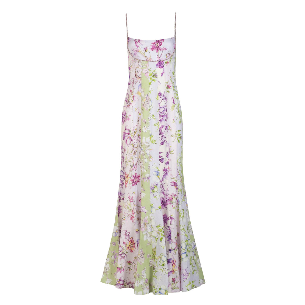 Paige Dress in Spliced Floral Linen