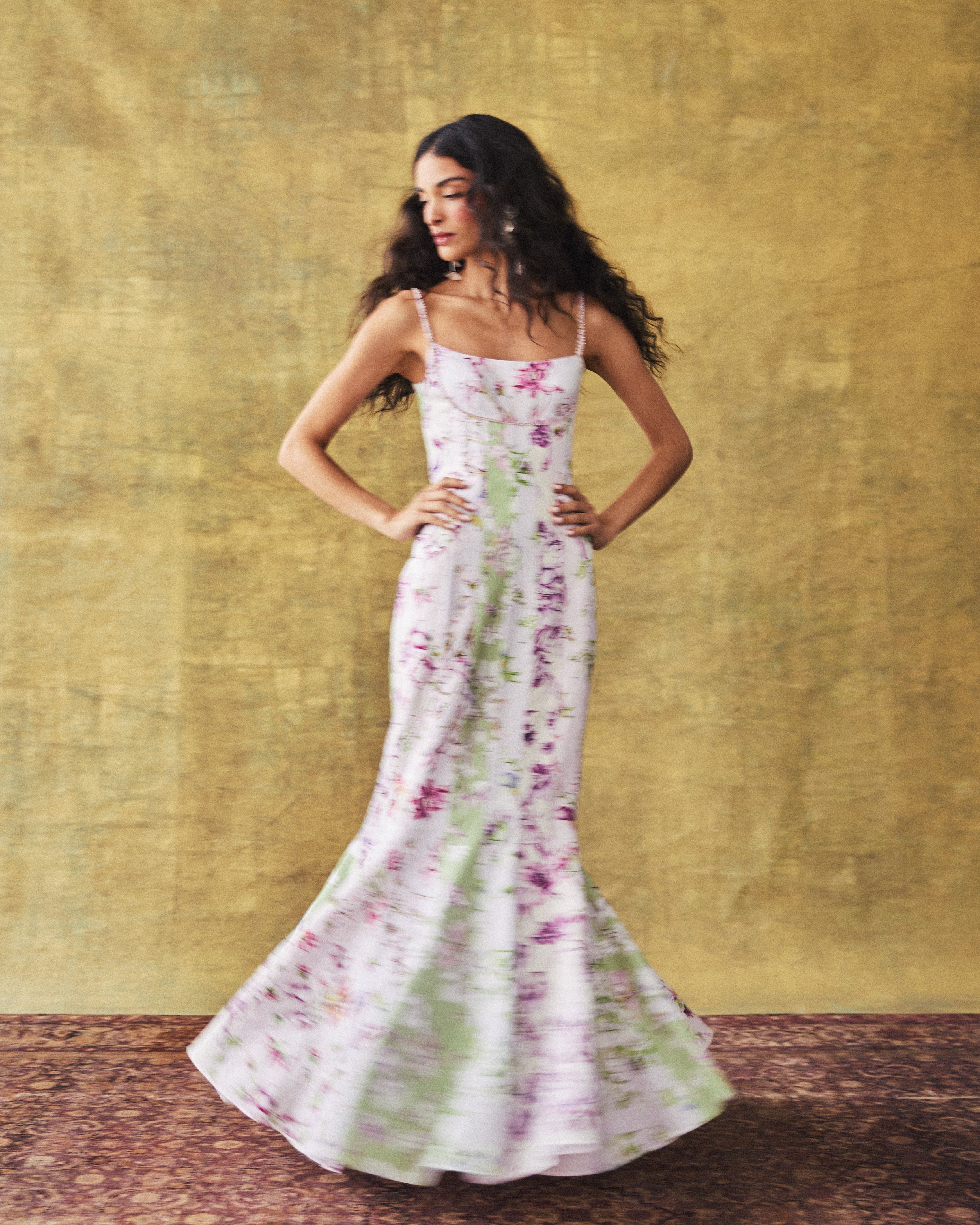Paige Dress in Spliced Floral Linen