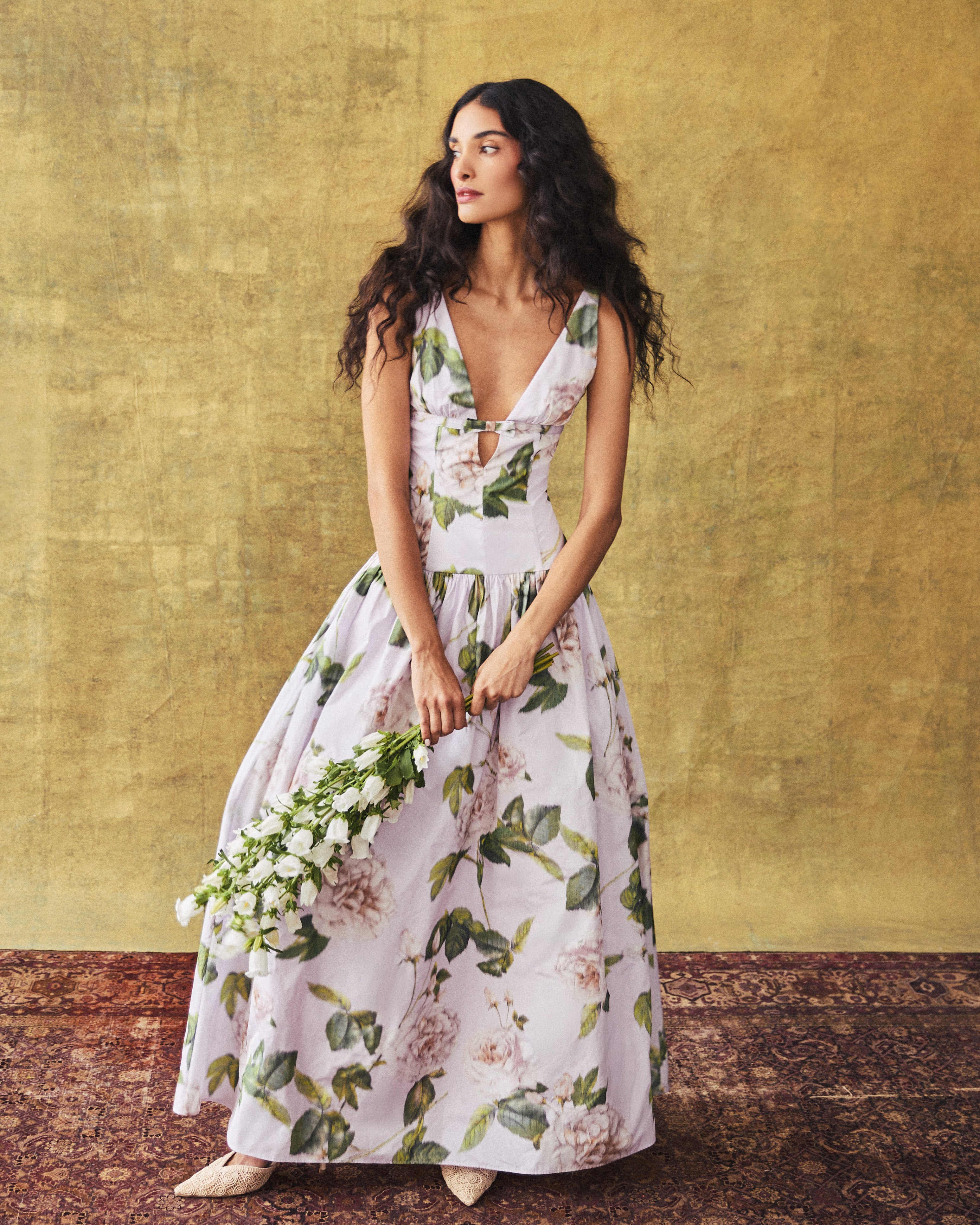 Nicolette Dress in Lavender Rose Taffeta