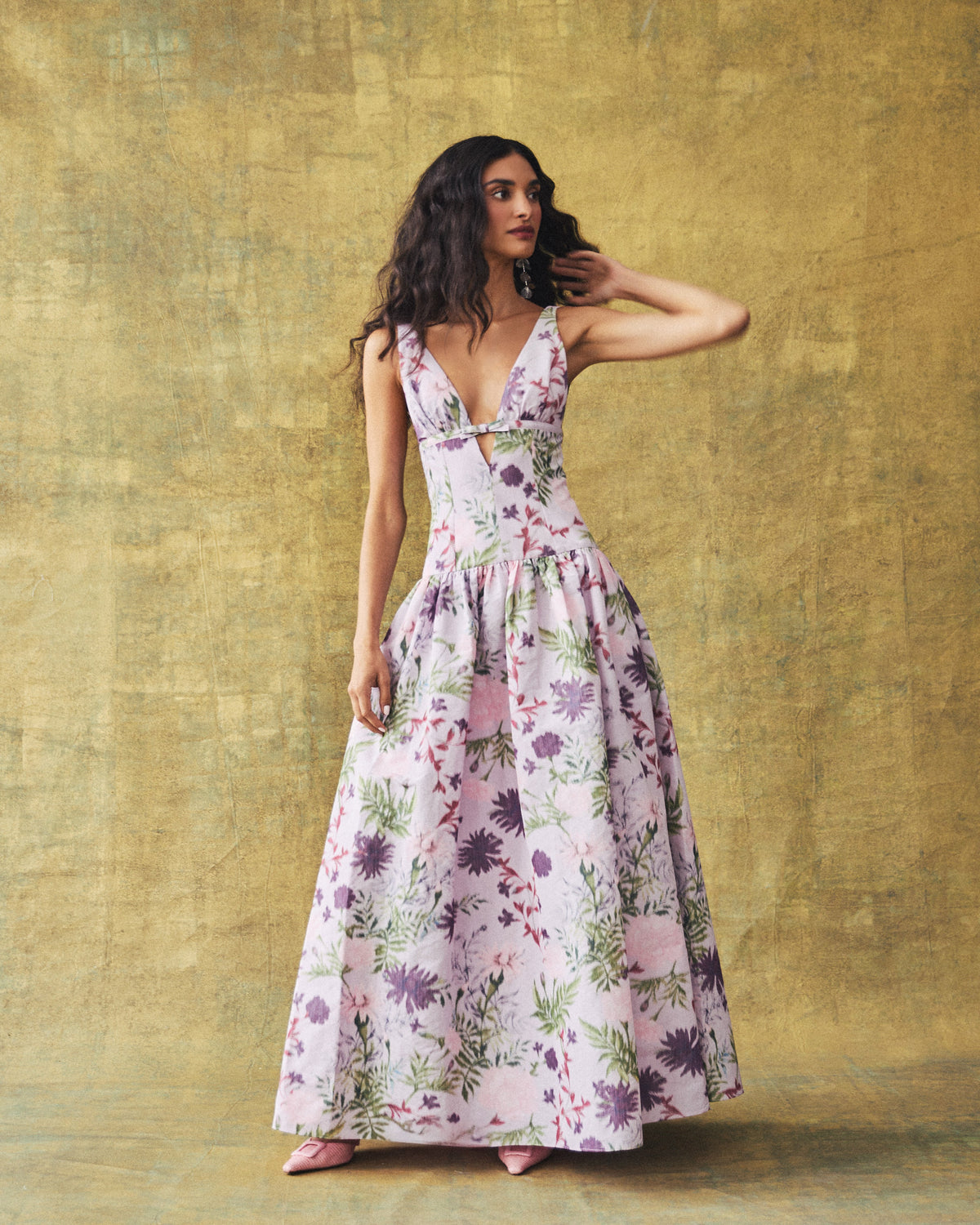 Nicolette Dress in Orchid Posy Taffeta