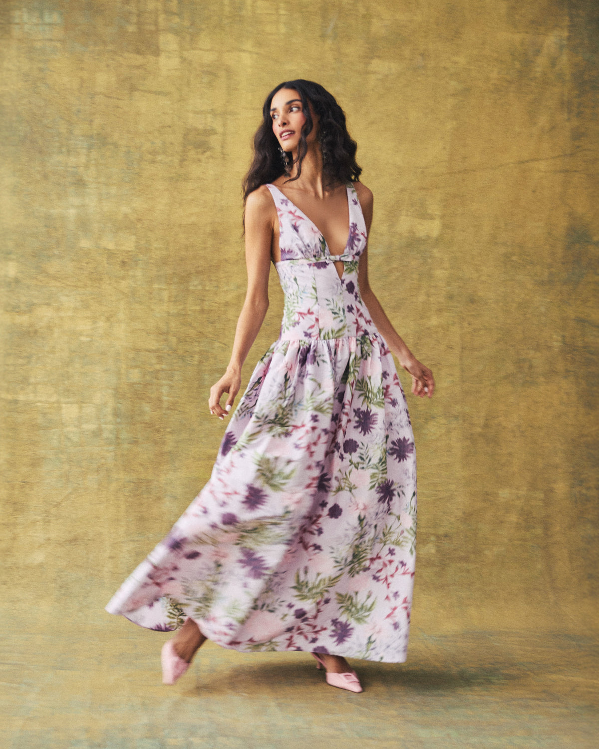 Nicolette Dress in Orchid Posy Taffeta