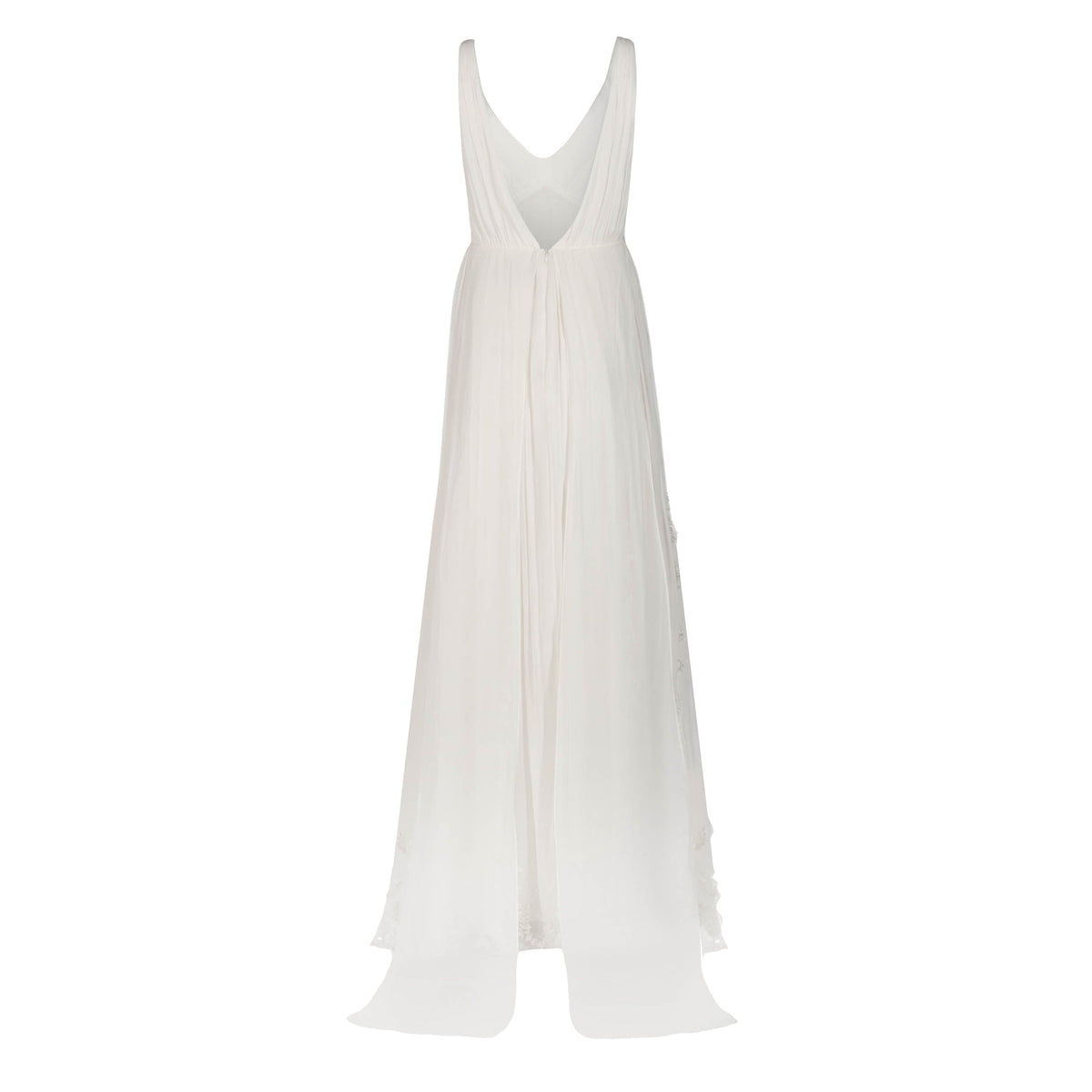 Sunny Gown in Ivory Georgette with Scallop Floral Embellishment