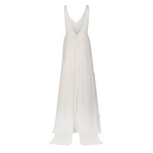 Sunny Gown in Ivory Georgette with Scallop Floral Embellishment