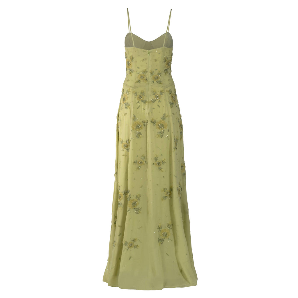 Liv Gown in Tarragon with Wildflower Clusters