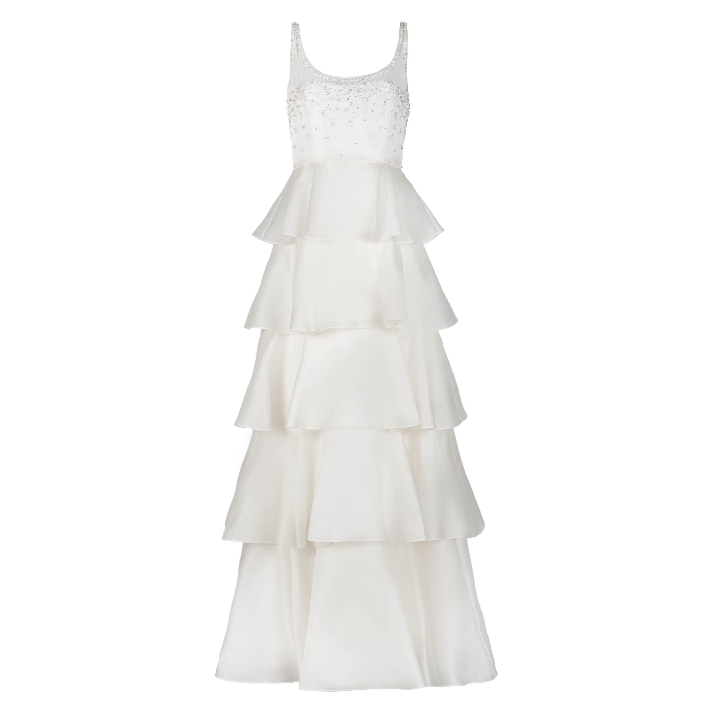 Grayal Gown in Ivory Satin Face Organza with Crystal Floral Embellishment