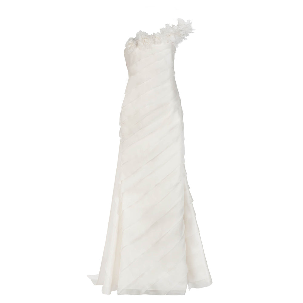 Patti Gown in Ivory Satin Face Organza