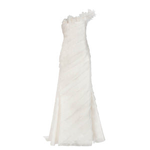 Patti Gown in Ivory Satin Face Organza