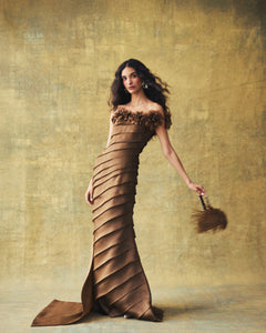 Patti Gown in Mink Satin Face Organza