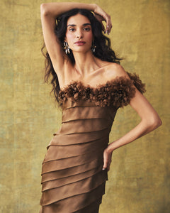Patti Gown in Mink Satin Face Organza