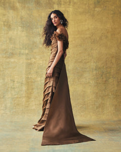 Patti Gown in Mink Satin Face Organza