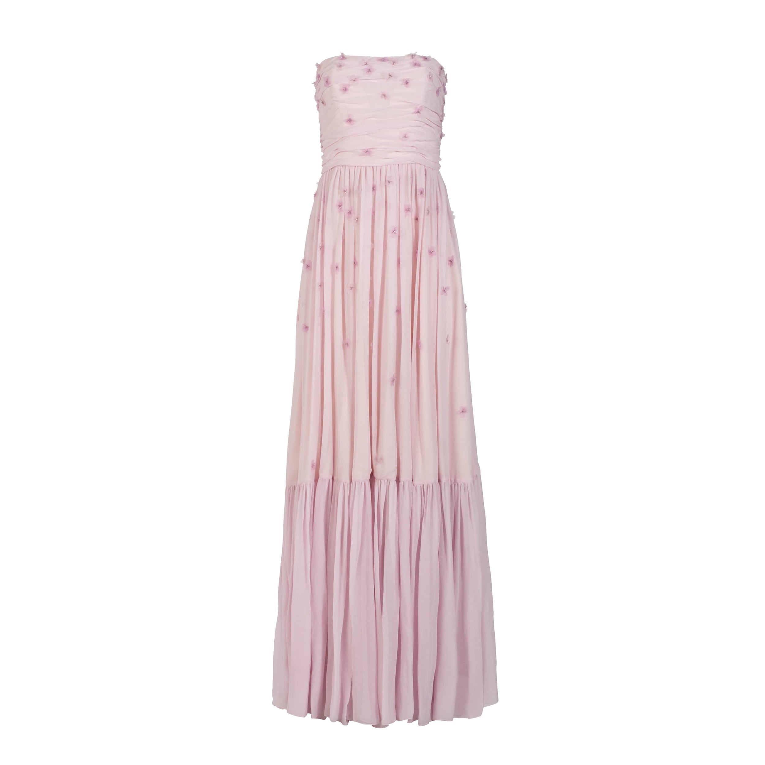 Melissa Dress in Peony Georgette with Miniature Flower Embellishment