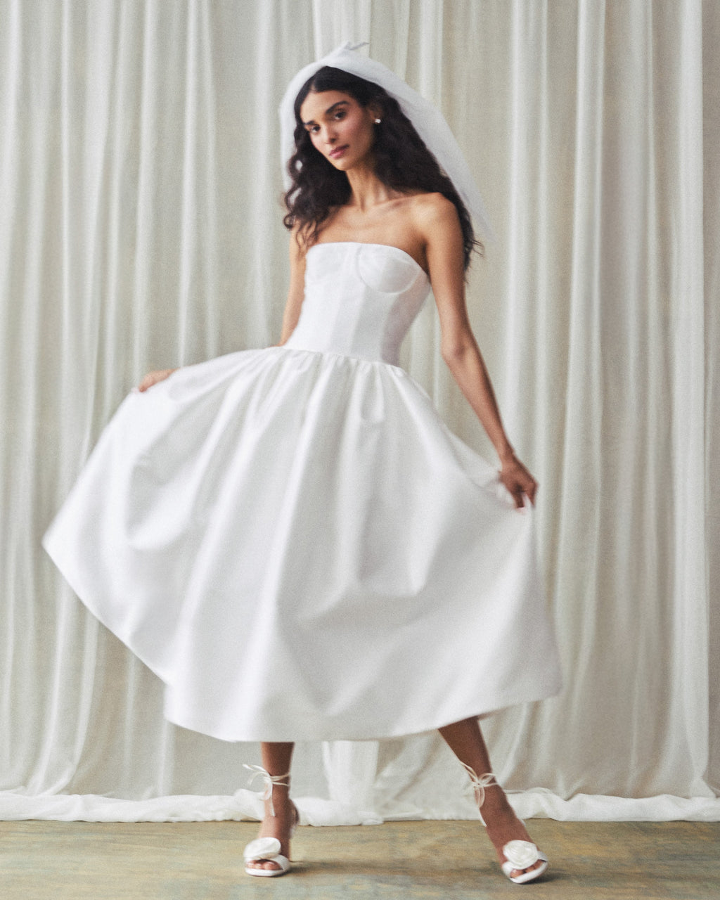 Magnolia Dress in Ivory Mikado