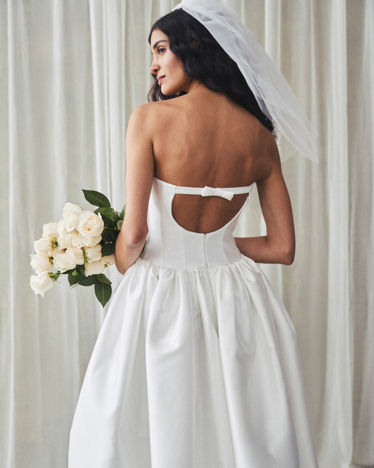 Magnolia Dress in Ivory Mikado