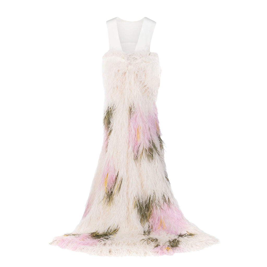 Eliza Gown in Abstract Floral Feathers