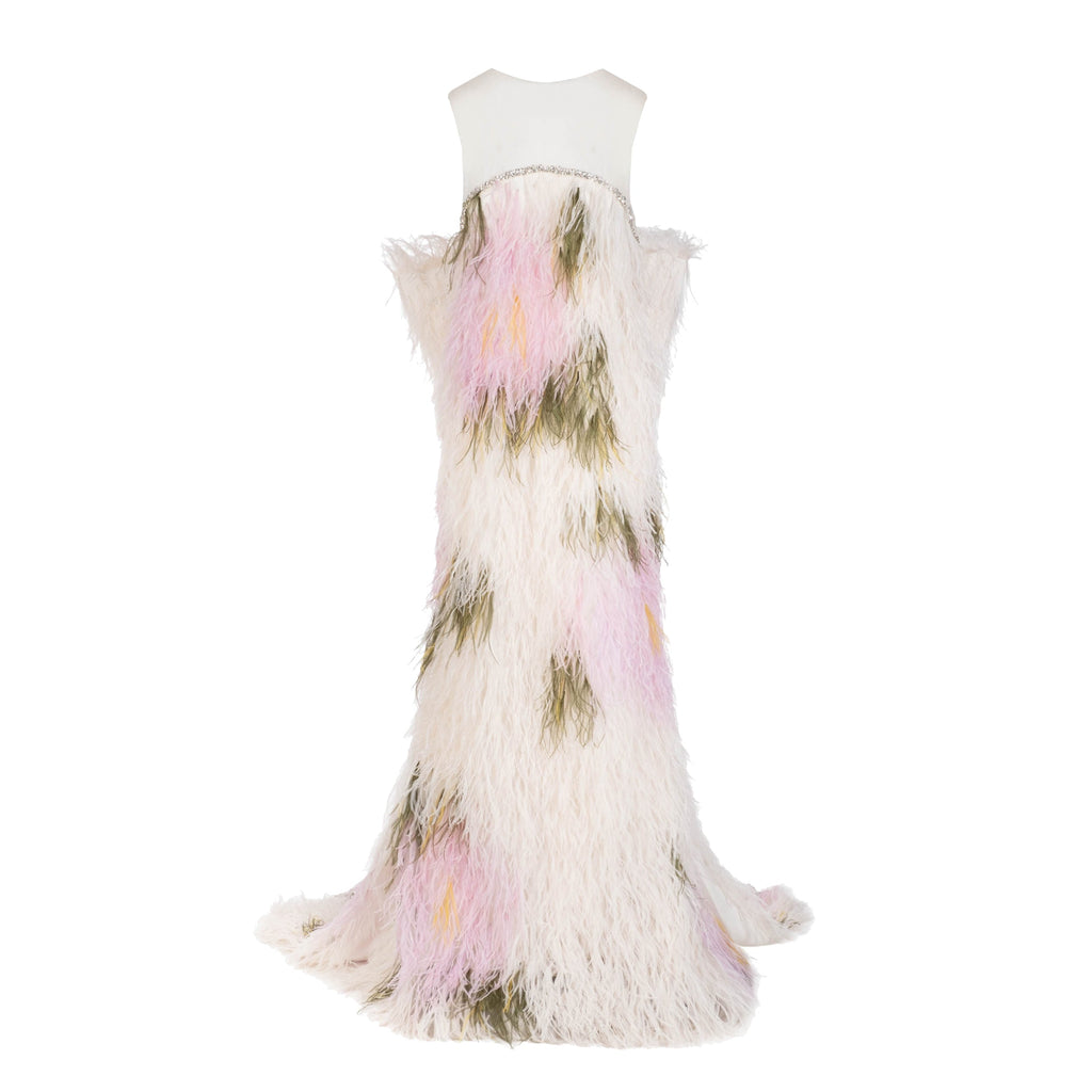 Eliza Gown in Abstract Floral Feathers