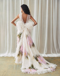 Eliza Gown in Abstract Floral Feathers