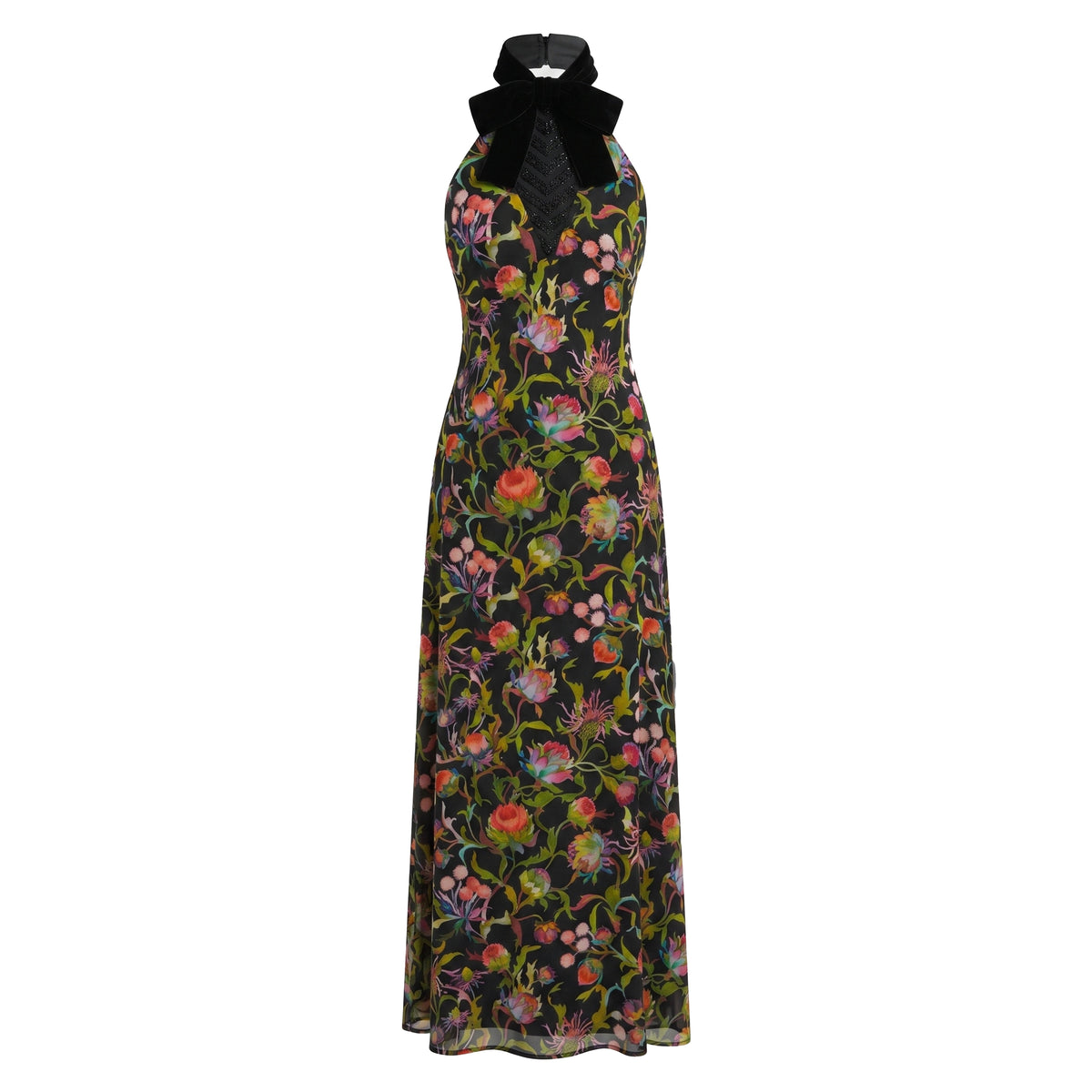 Reece Dress in Rainbow Thistle Silk Chiffon with Embellishment