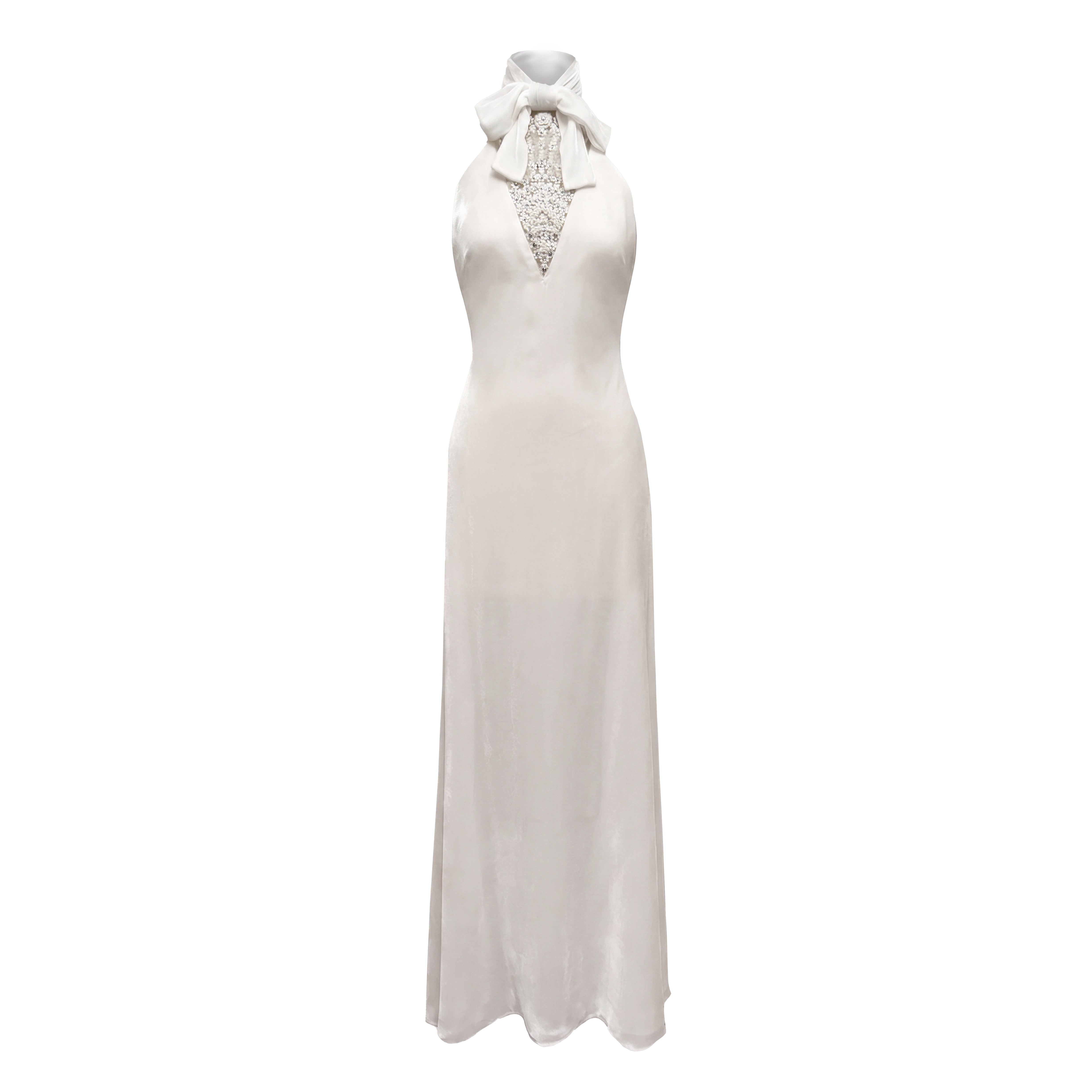 Reece Dress in Ivory Velvet with Embellishment