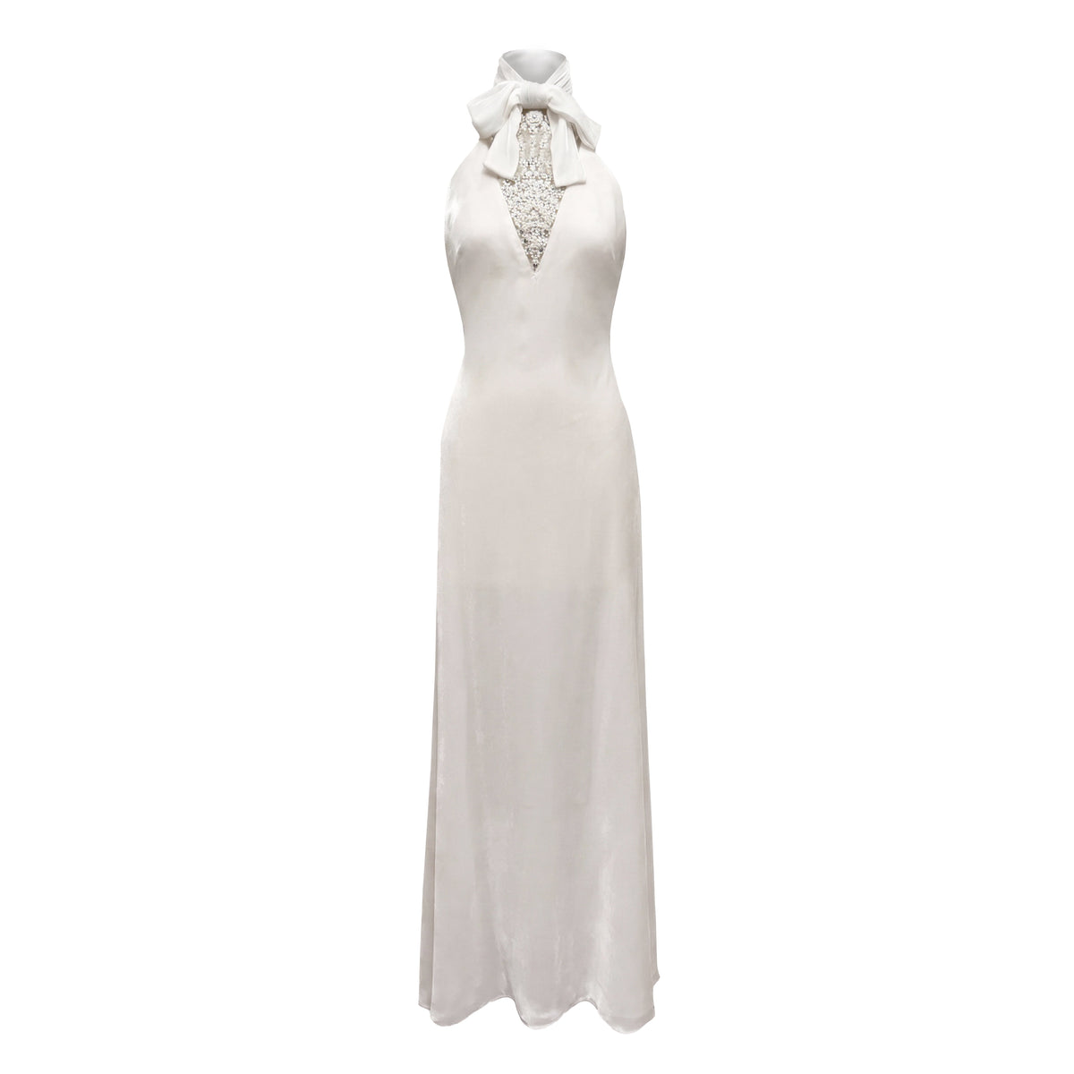 Reece Dress in Ivory Velvet with Embellishment