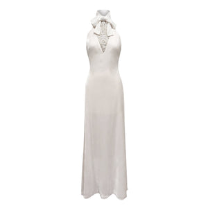Reece Dress in Ivory Velvet with Embellishment