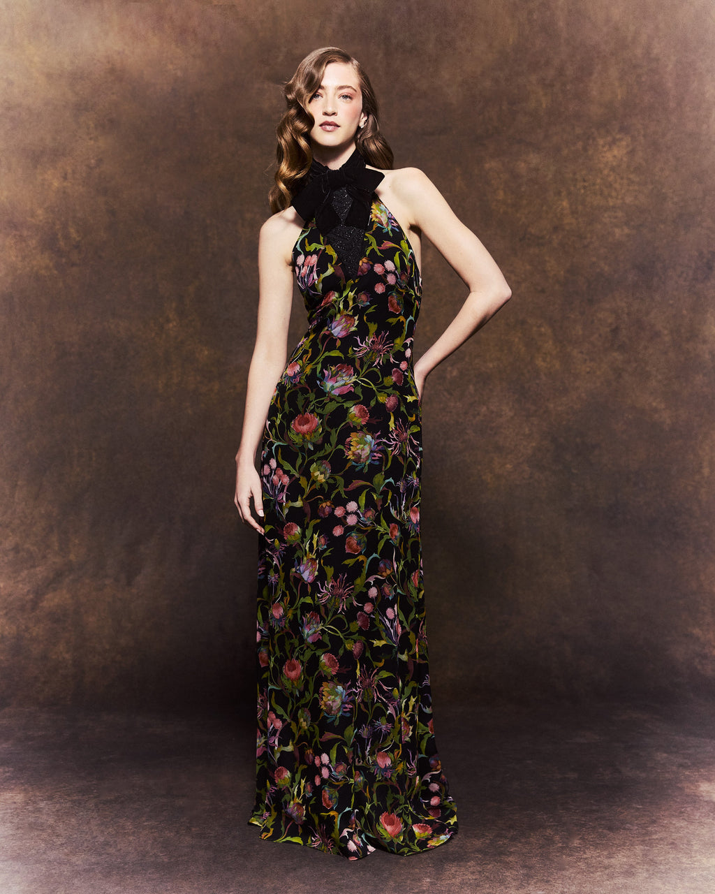 Reece Dress in Rainbow Thistle Silk Chiffon with Embellishment