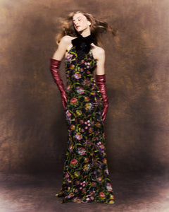 Reece Dress in Rainbow Thistle Silk Chiffon with Embellishment