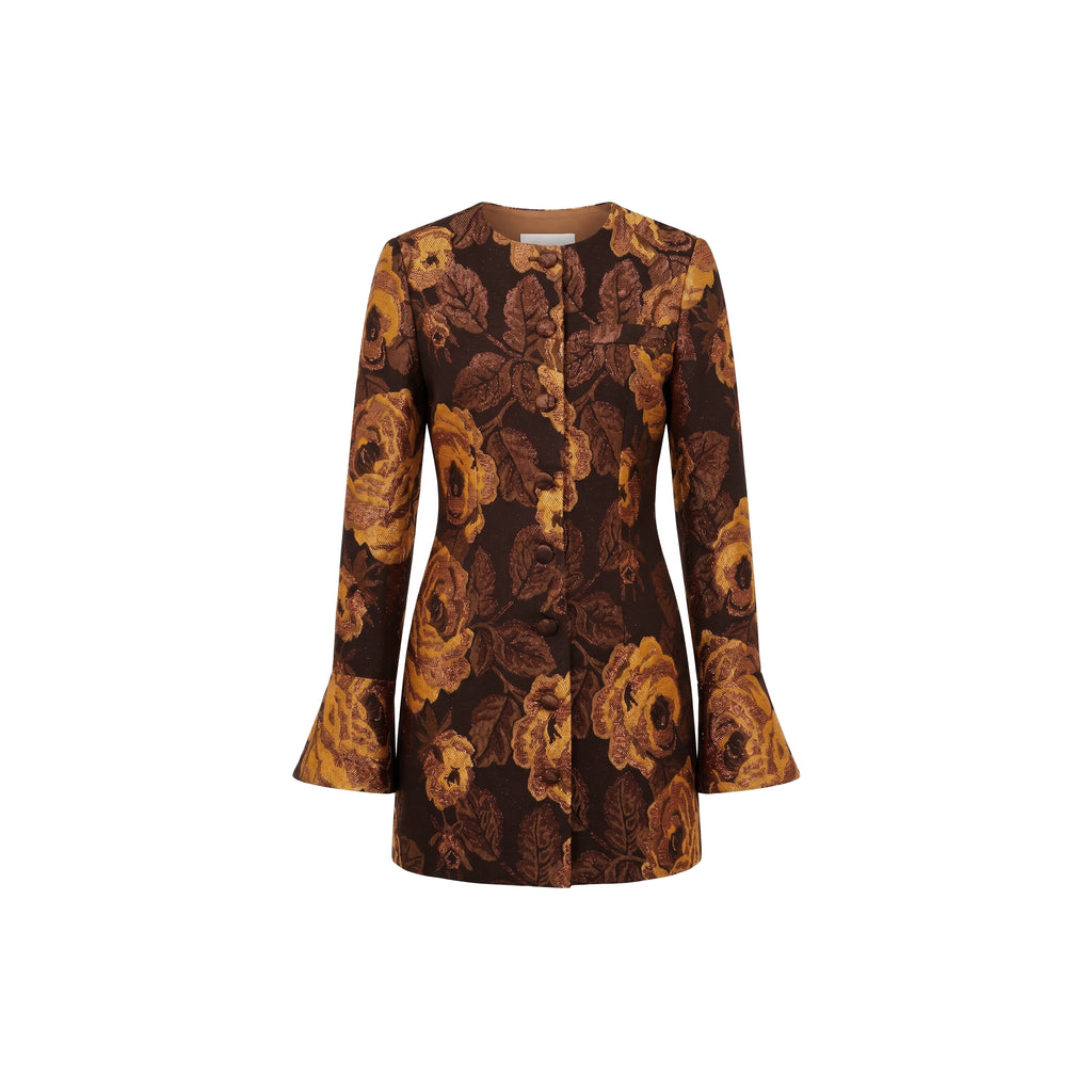 Primrose Blazer Dress in Bronze Floral Brocade