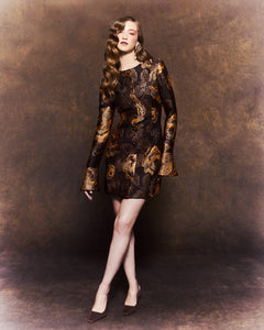 Primrose Blazer Dress in Bronze Floral Brocade