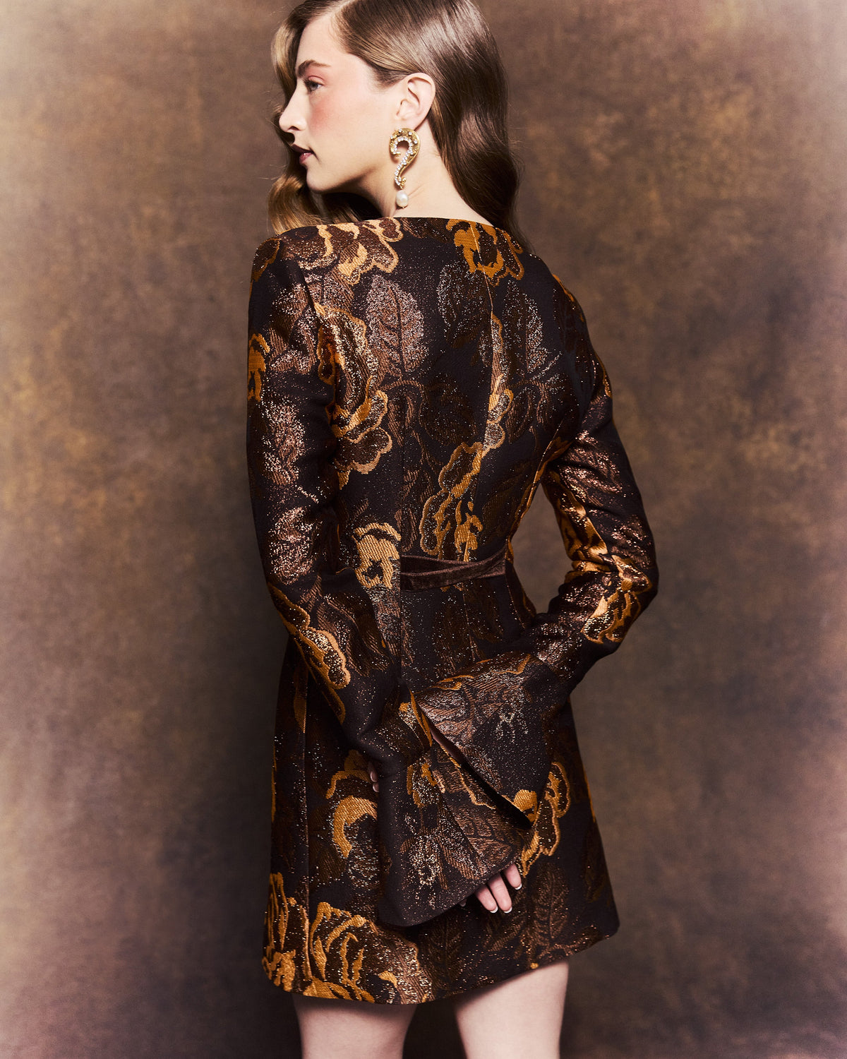 Primrose Blazer Dress in Bronze Floral Brocade