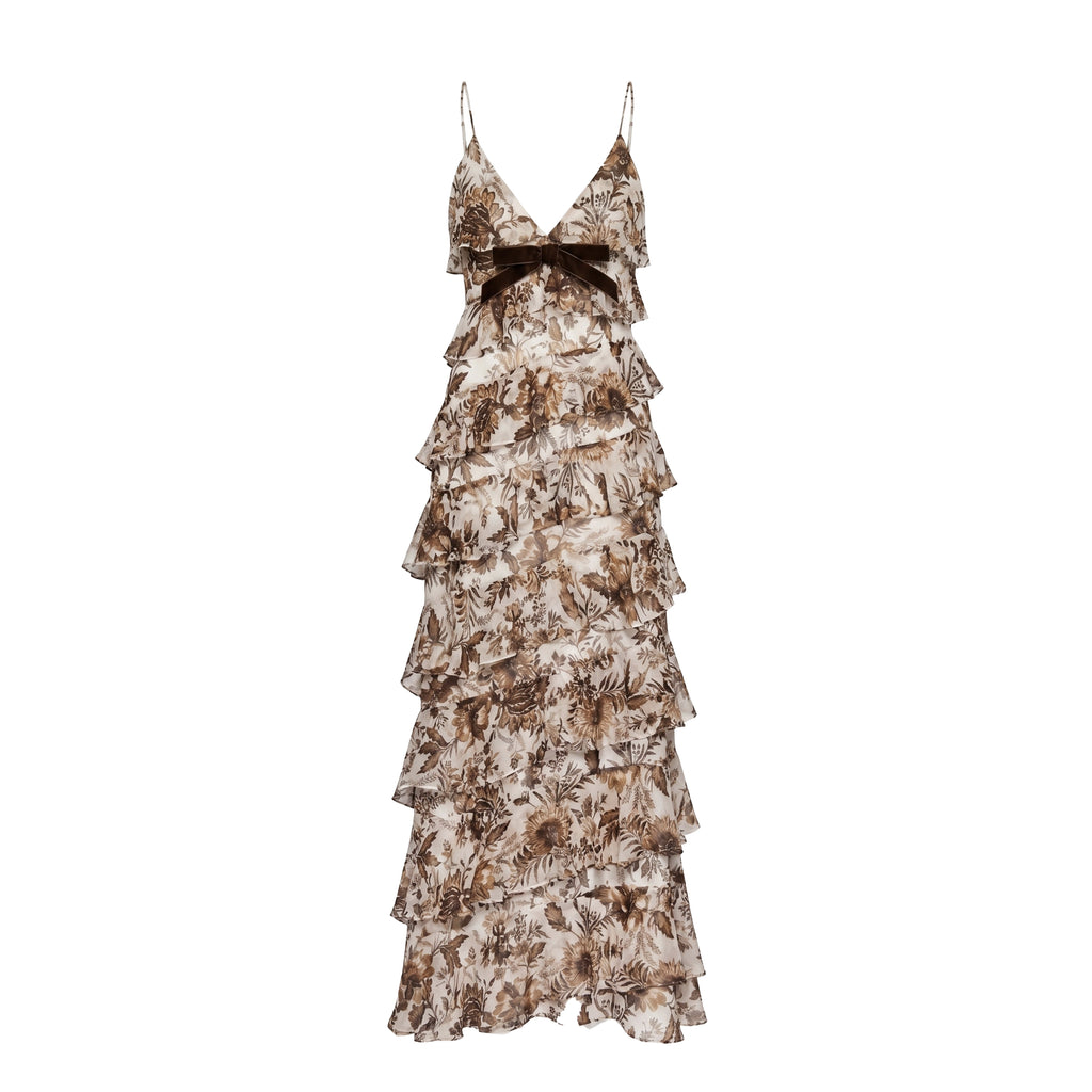 Araminta Dress in Hickory Jacobean Floral