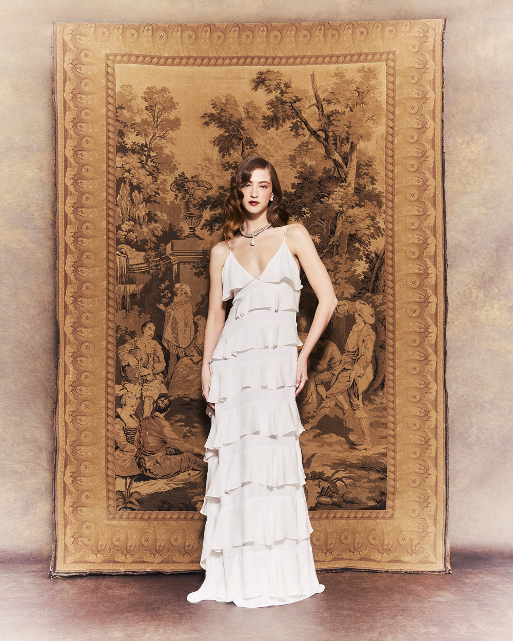 Araminta Dress in Ivory Double Georgette