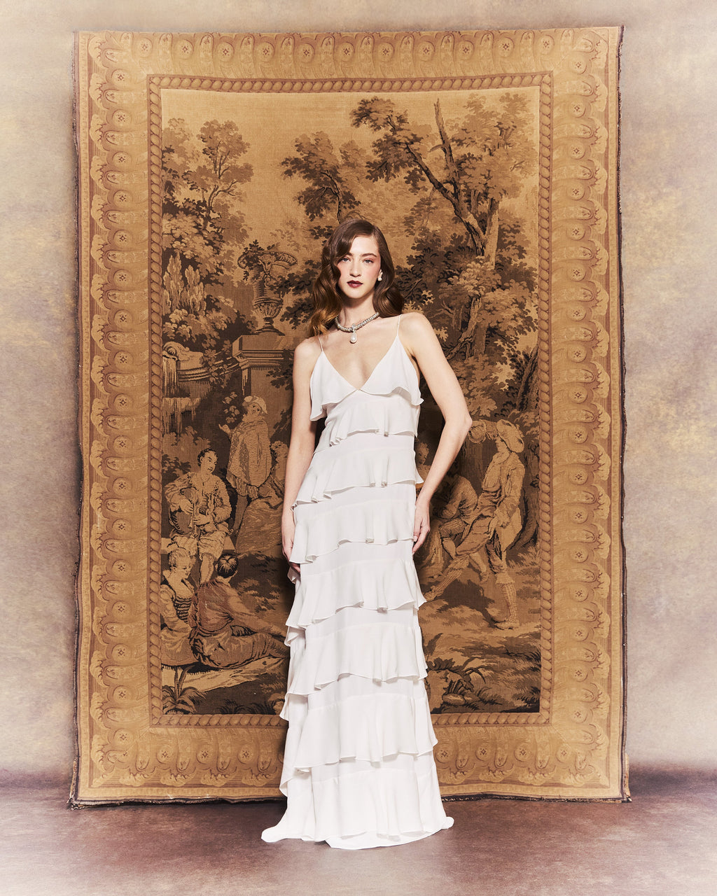 Araminta Dress in Ivory Double Georgette